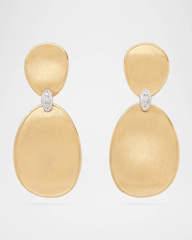 18K Gold Lunaria Two-Drop Earrings with Diamonds